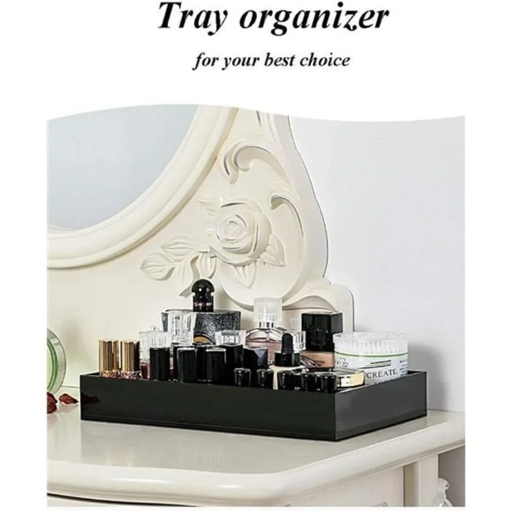 Waterproof Acrylic Vanity Tray, Sturdy Valet Tray Organizer, 10.2 x 8.5x1.8 Inch